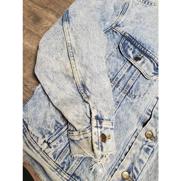 Vintage 80s Lee Blue Denim Georgia Hot Rod Trucker Jean Jacket Mens Medium M - Picture 4 of 8